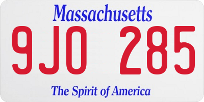 MA license plate 9JO285