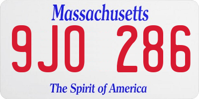 MA license plate 9JO286
