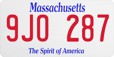 MA license plate 9JO287