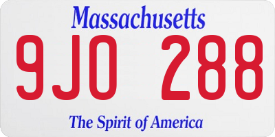 MA license plate 9JO288