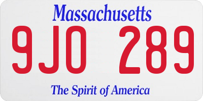 MA license plate 9JO289