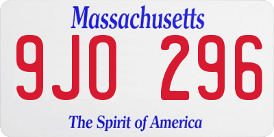 MA license plate 9JO296