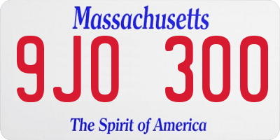 MA license plate 9JO300
