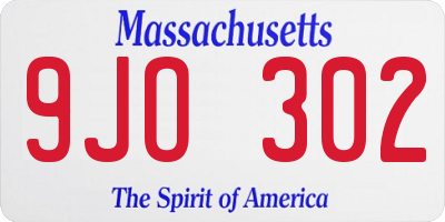 MA license plate 9JO302