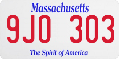 MA license plate 9JO303