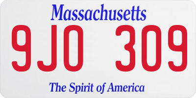 MA license plate 9JO309