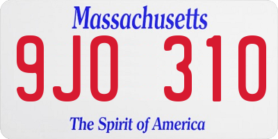 MA license plate 9JO310