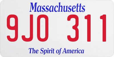 MA license plate 9JO311