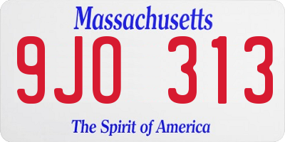 MA license plate 9JO313
