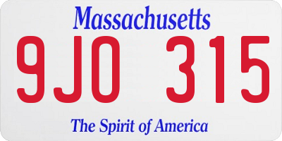 MA license plate 9JO315