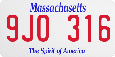 MA license plate 9JO316
