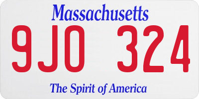 MA license plate 9JO324
