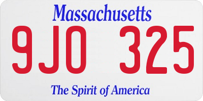 MA license plate 9JO325