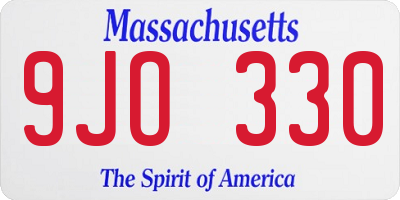 MA license plate 9JO330
