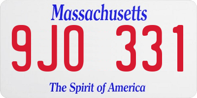 MA license plate 9JO331