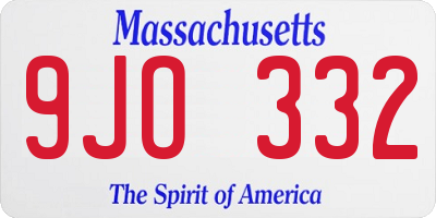 MA license plate 9JO332