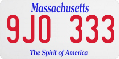 MA license plate 9JO333
