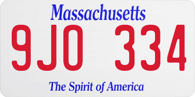 MA license plate 9JO334