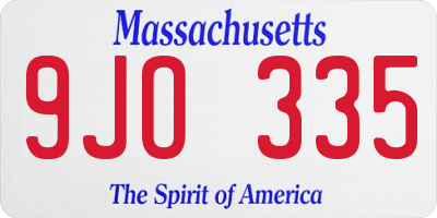 MA license plate 9JO335