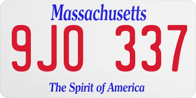 MA license plate 9JO337