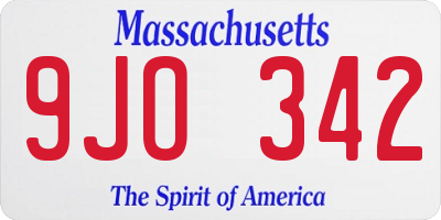 MA license plate 9JO342