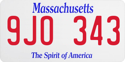 MA license plate 9JO343