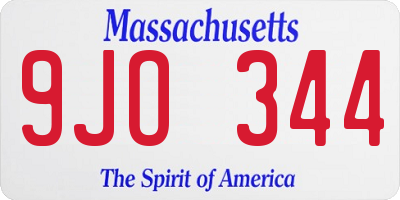 MA license plate 9JO344