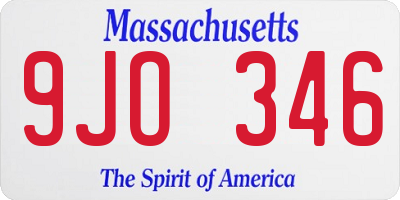 MA license plate 9JO346