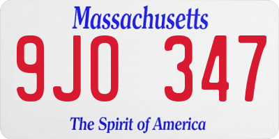 MA license plate 9JO347