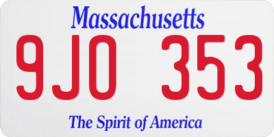 MA license plate 9JO353