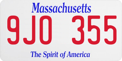 MA license plate 9JO355