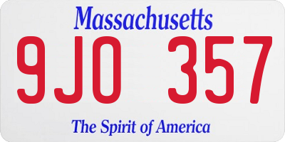 MA license plate 9JO357