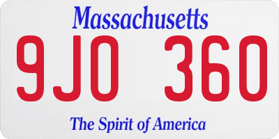 MA license plate 9JO360