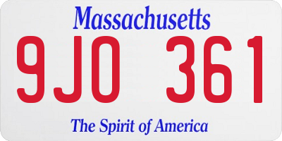 MA license plate 9JO361