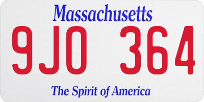 MA license plate 9JO364