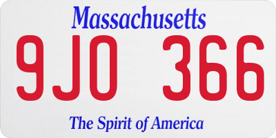 MA license plate 9JO366