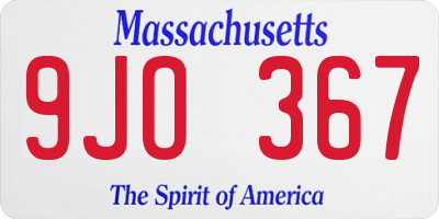 MA license plate 9JO367