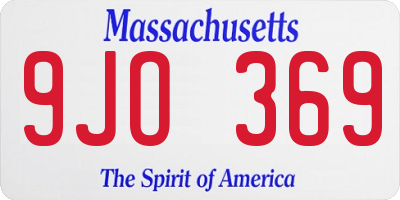 MA license plate 9JO369