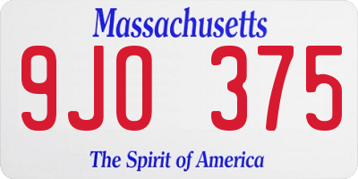 MA license plate 9JO375