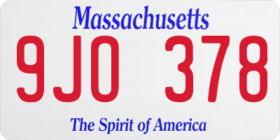 MA license plate 9JO378