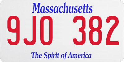 MA license plate 9JO382