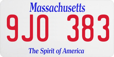 MA license plate 9JO383