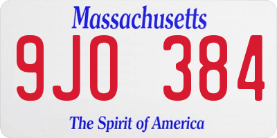 MA license plate 9JO384