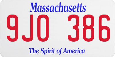 MA license plate 9JO386