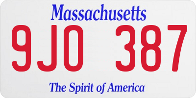 MA license plate 9JO387
