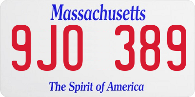 MA license plate 9JO389