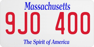 MA license plate 9JO400