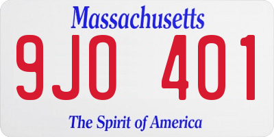 MA license plate 9JO401