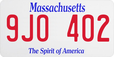 MA license plate 9JO402