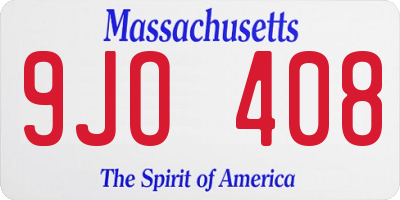 MA license plate 9JO408